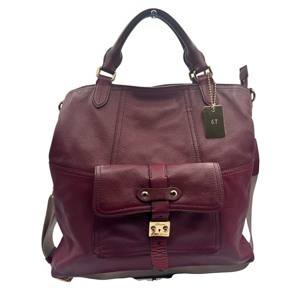 Lauren Ralph Lauren Deep Red Leather Satchel | Very Good Condition - Picture 1 of 16